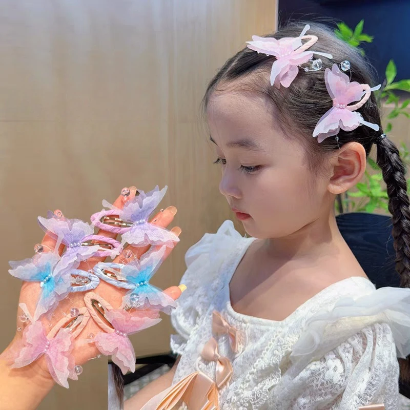 

2pcs/bag Beautiful Gradient Butterfly Hair Side Clips Butterfly Wings Princess Head BB Clips Accessories Girls Not Hurt Hairpins