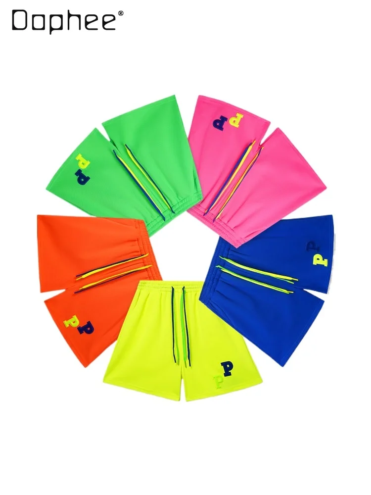 Colorful Letters Elastic Waist Fashion Brand Loose Sports Drawstring Casual Shorts Spring and Summer 2024 New Womens Shorts