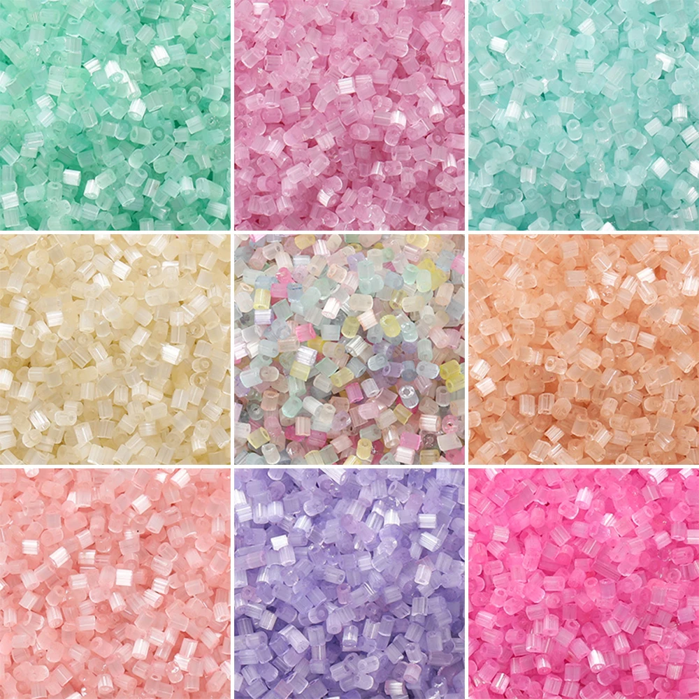 

300/1000pcs 3mm Colorful Glass Tube Bead Round Charm Loose Beads for Jewelry Making DIY Findings Needlework Crafts Accessories