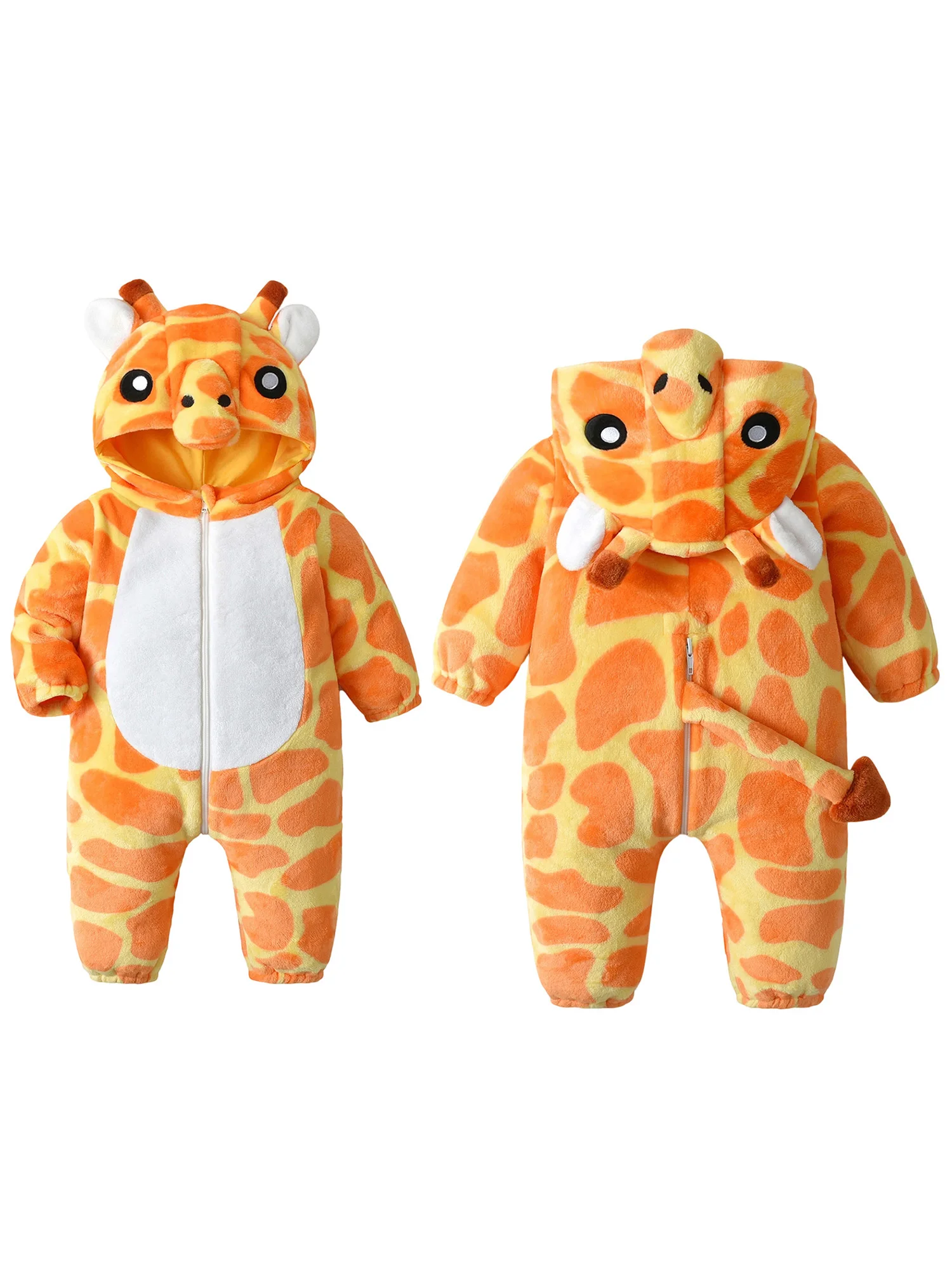 

Adorable Toddler Lion Costume Cozy Fleece Hooded Romper Warm Infant Jumpsuit Halloween Dress Up Outfit
