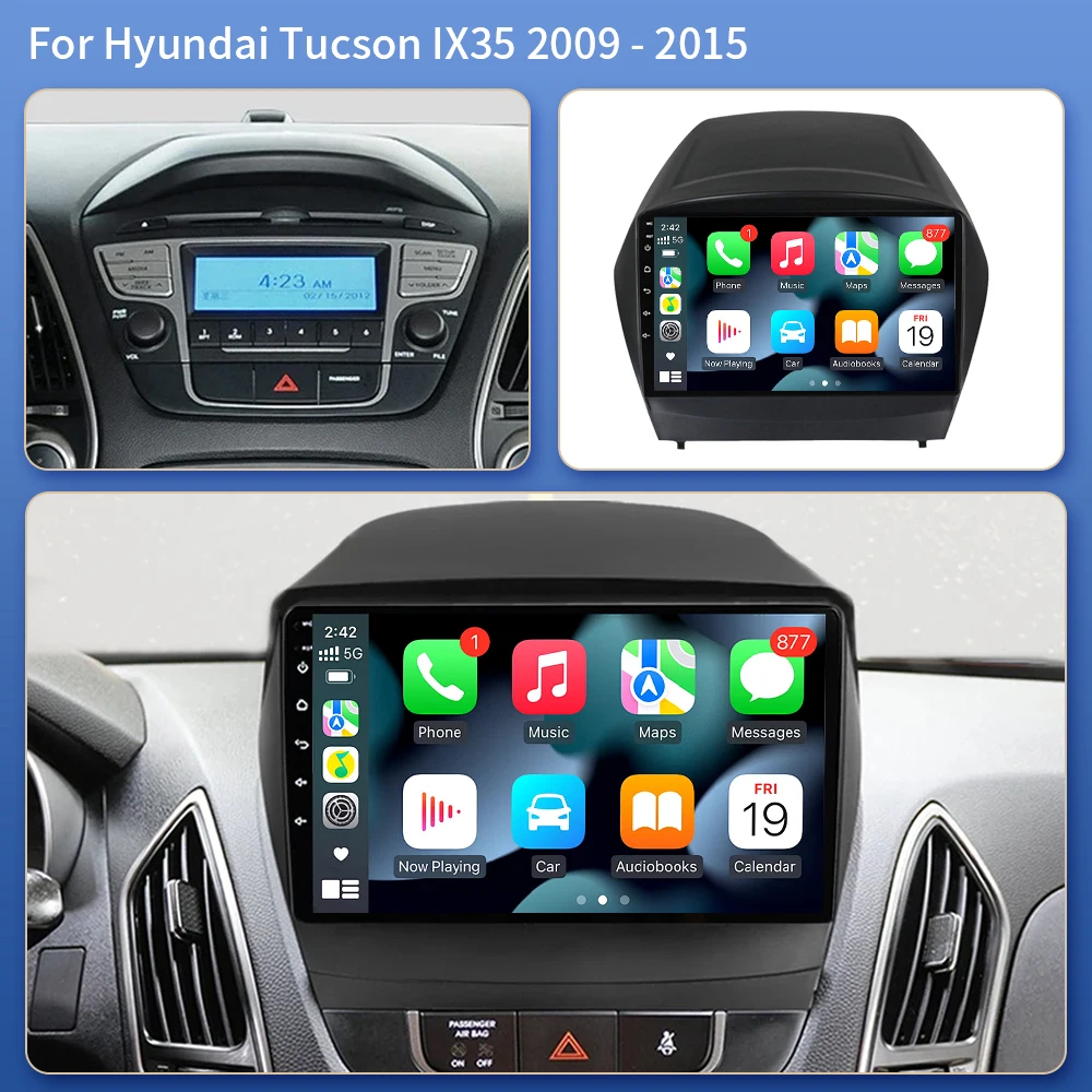 Android 16 Carplay Auto For Hyundai iX35 2009 - 2016 Car Radio Player Multimedia Stereo Navigation Head Unit 2Din  GPS