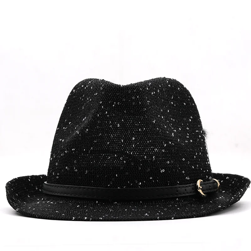 New Men Fedora Hats for Women Sun Hats Wide Brim summer Visor Cap Sequins Summer Mesh Straw Hat Beach cap Sombrero Panama Gorras