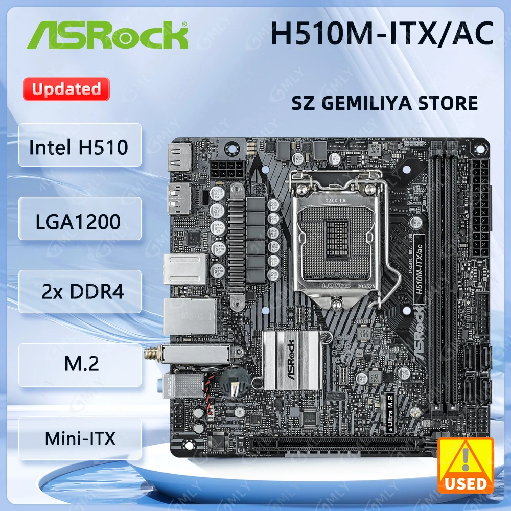

ASROCK H510M-ITX/ac Mini-ITX Motherboard Intel H510 2xDDR4 LGA1200 Ultra M.2 support i7-11700 i3-10305 i9-11900 i5-10600 cpu