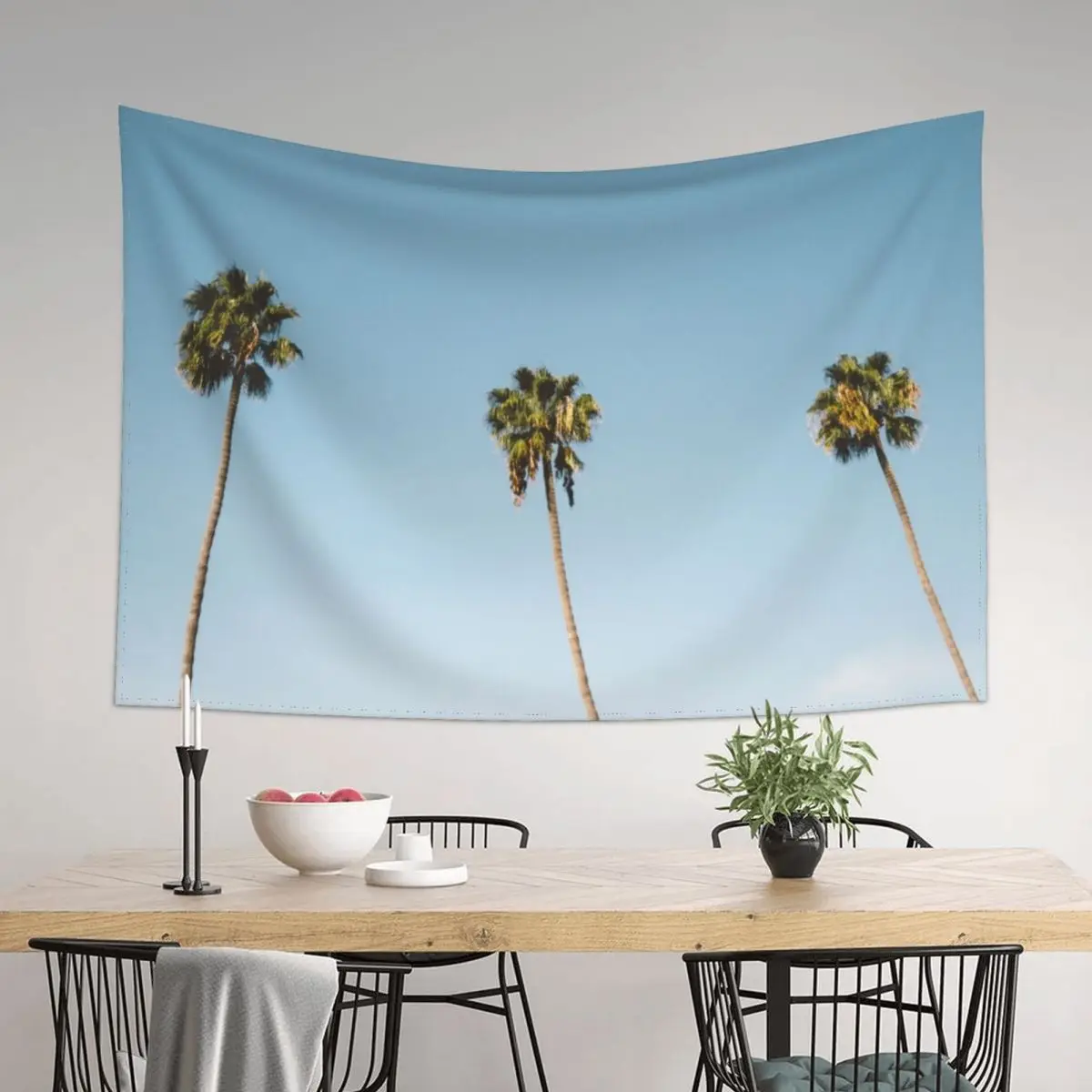

Three Palm Trees Blue Sky California Tapestry Aesthetic Decoration Wall Art Bedroom Decor Aesthetic Tapestry