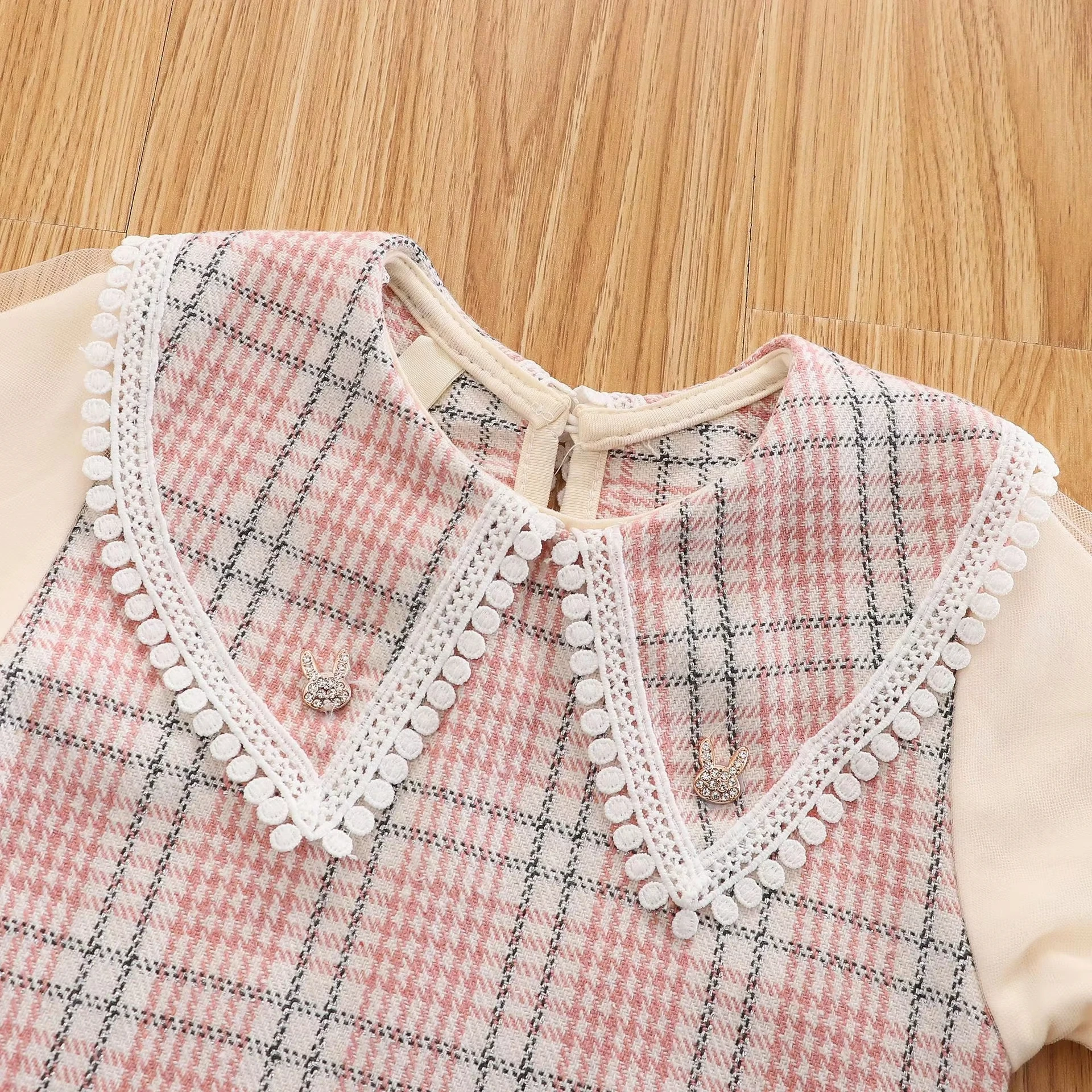 Mädchen Kleid Frühling Und Herbst Plaid Lange Ärmeln Baby Mädchen Kleid Nette Revers Mädchen Prinzessin Kleid Mit Tasche Baby mädchen Kleidung