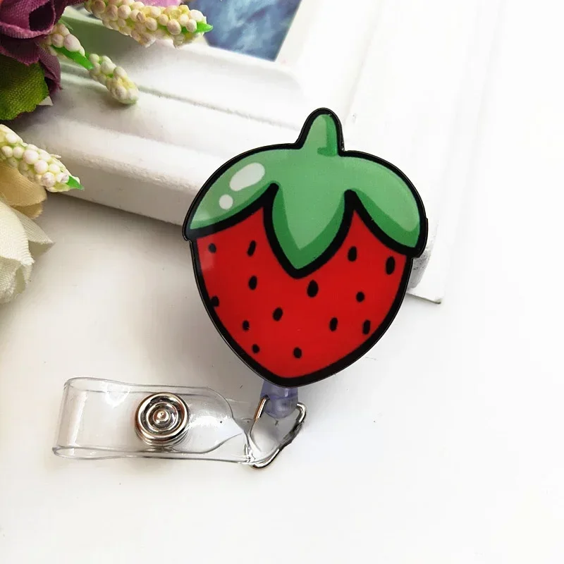 Porte-cartes rétractable en forme de fruits et fleurs, nouveau porte-Badge de dessin animé, mignon, porte-carte d'infirmière, porte-Badge de travail, étiquette nom, carte d'identité, Clip de poitrine