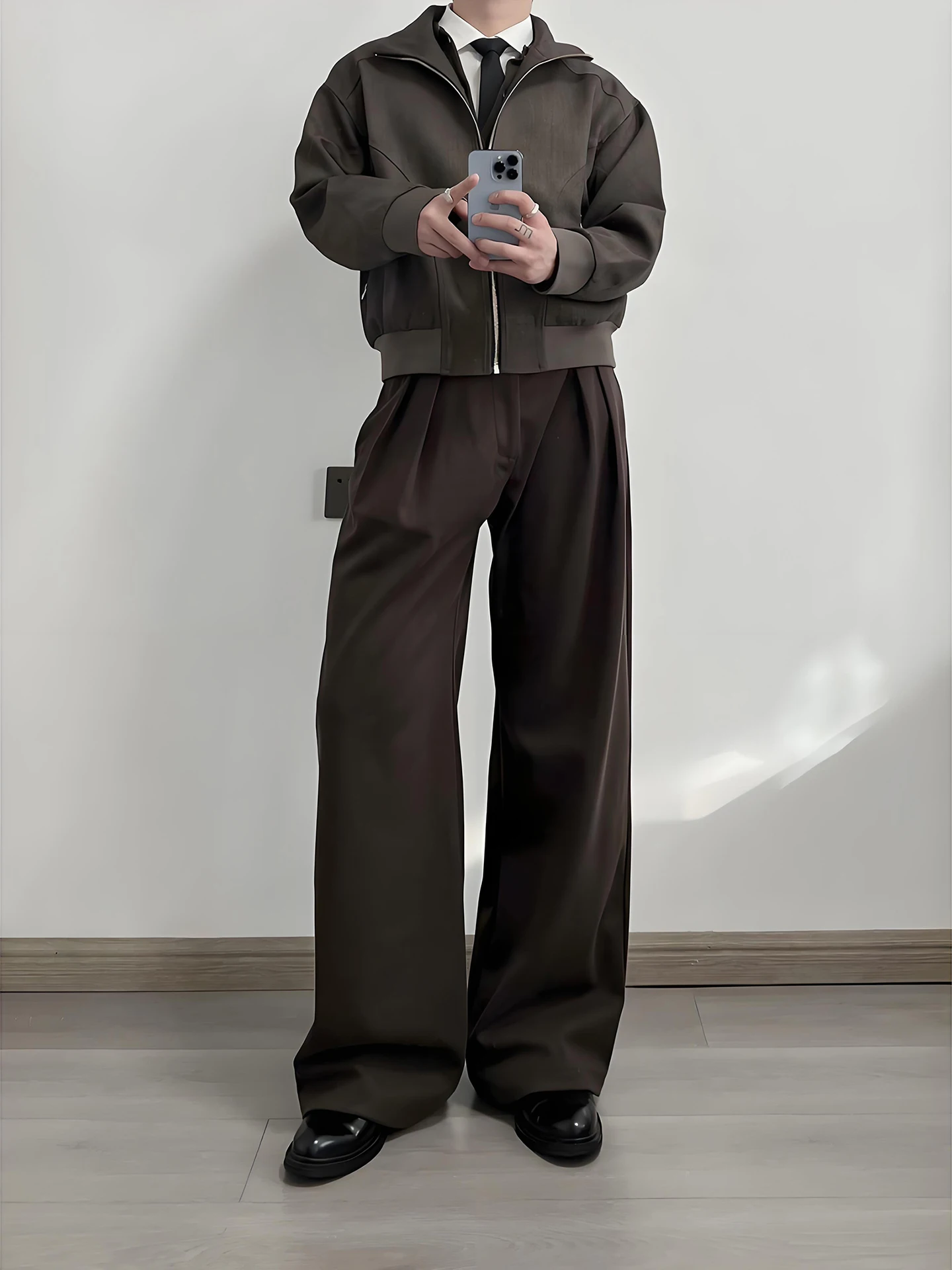 

Browan Mixed Woolen Trousers Men's Autumn Winter Heavy Du Wide Leg Knife Pants American Micro Flare Casual Pants