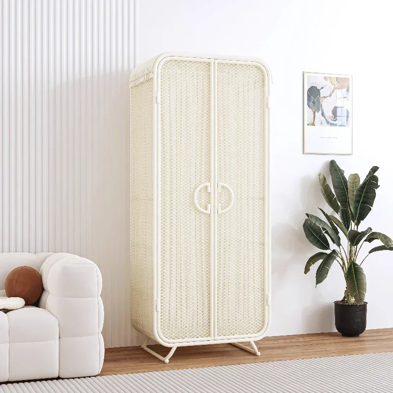 خزانة ملابس جمالية إسكندنافية متوسطة الحجم للنساء، خزائن تخزين معدنية، خزانة ملابس، أثاث غواردا روباس المحمول