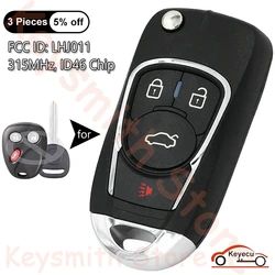 KEYECU ulepszona pilot z kluczykiem samochodowym dla GM Hummer H2 Chevrolet Avalanche Cadillac Escalade 3 przycisk 315mhz LHJ011 2003 2004 2005