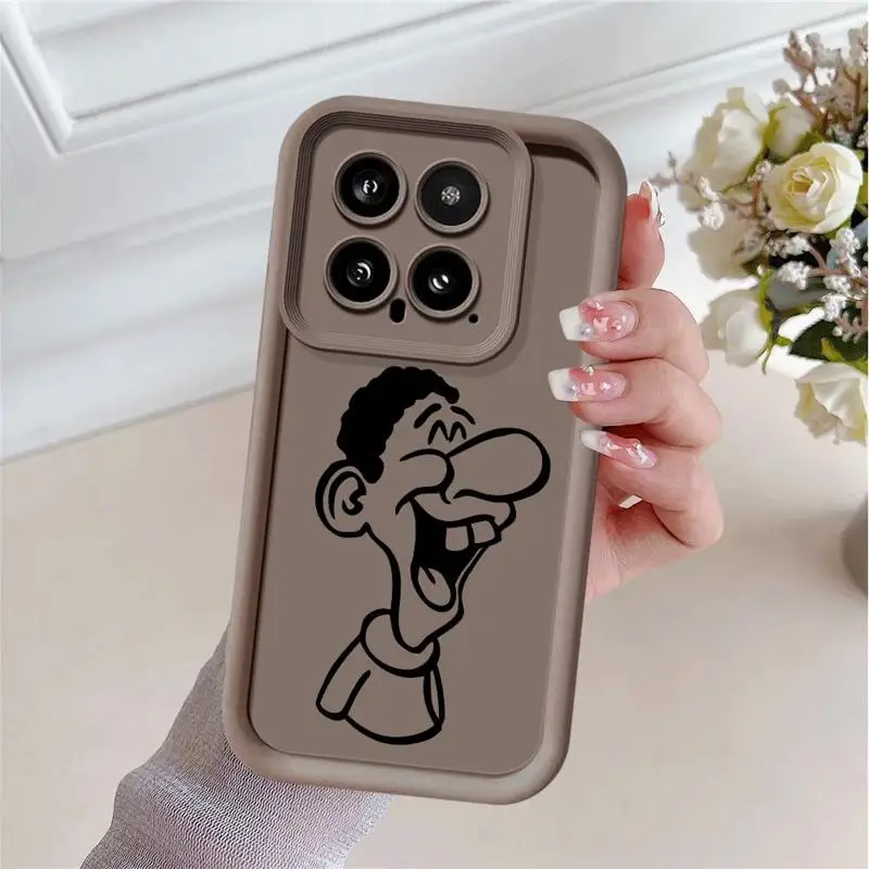 Cartoon Drawing-Laughing-Man 3d Edges Phone Case for Xiaomi Redmi Note 13 12 Pro Plus 12s 11 11s 10 9 12C Ladder Silicone Funda