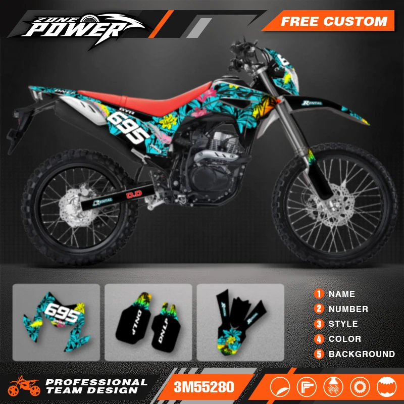 Powerzone Motorcycle Graphic Decal Stickers Kits For Honda CRF150L 2018 2019 2020 2021 Number Name Customize 002