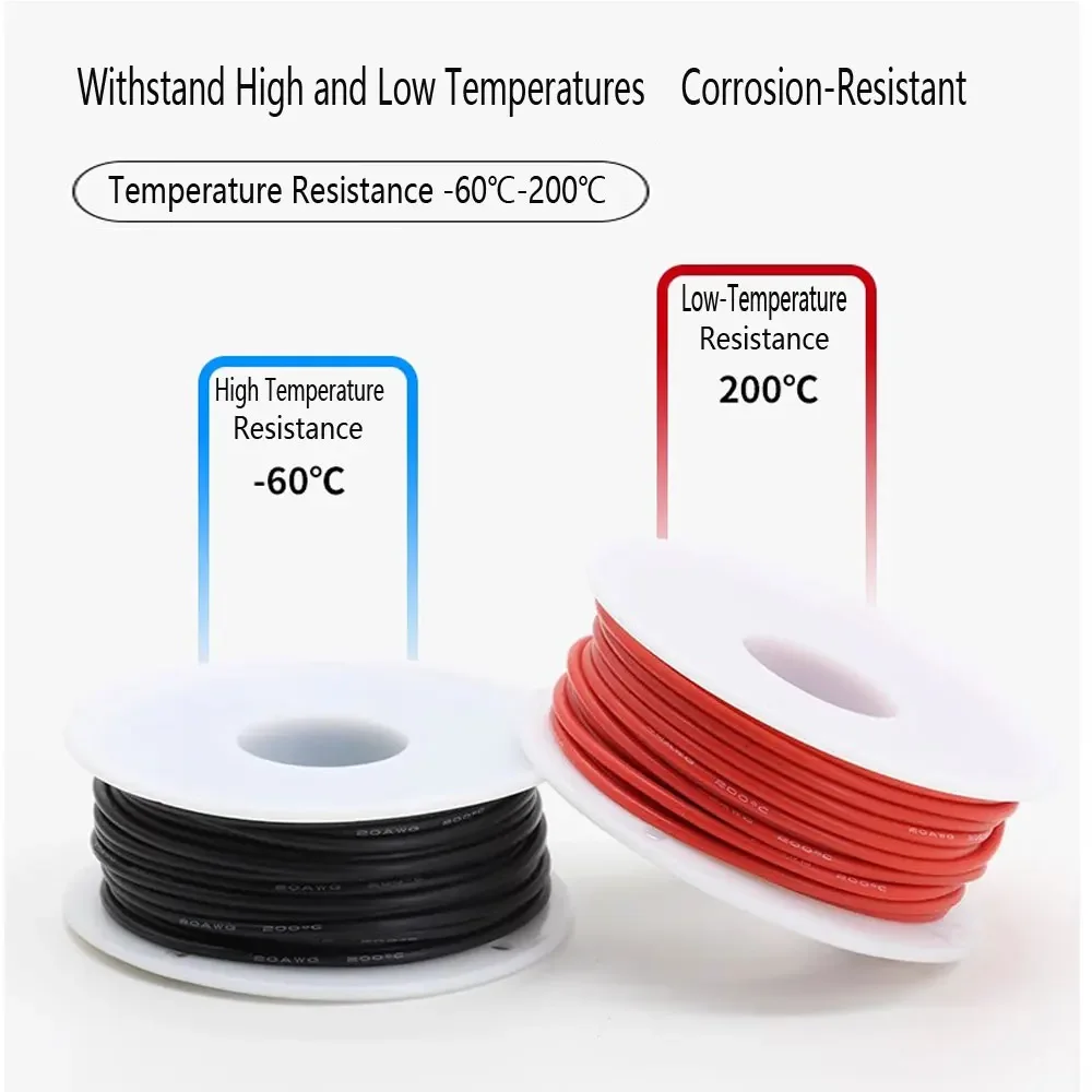 Hittebestendige Zachte Siliconen Draad 30/28/26/24/22/20/18AWG Hook-up Draad Flexibele Geïsoleerde Vertinde Koperdraad voor FPV RC Racing