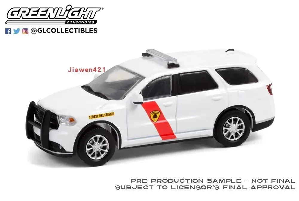 1:64 2018 Dodge Durango New Jersey Forest Fire Department Diecast Metal Alloy Model Car Toys para coleção de presentes