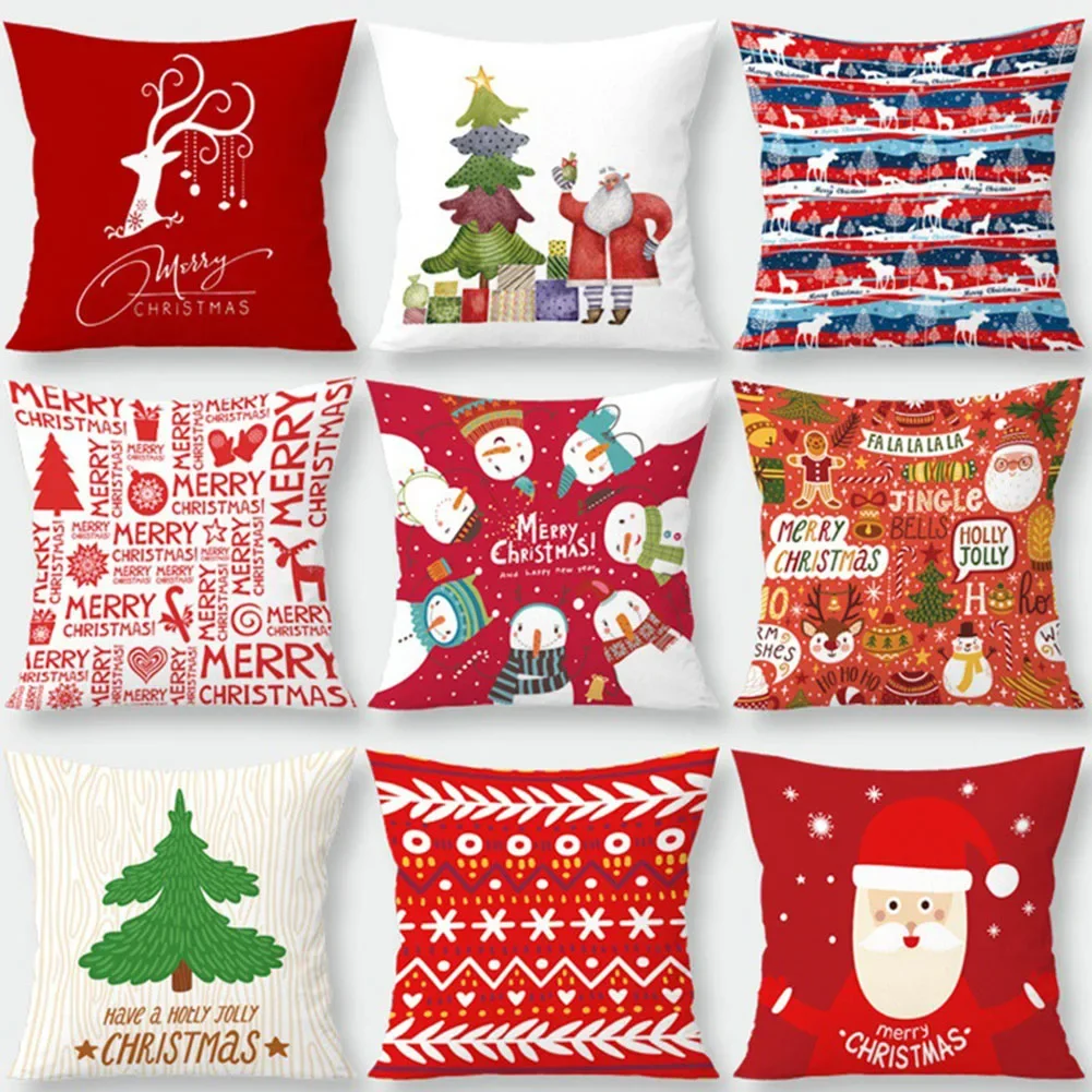 

Christmas printed sofa bedroom living room pillow seats decorate Christmas printed printed cushion cover Decoración navideña