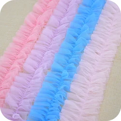 Pleated Fold Mesh Lace Ribbon Trims, Tulle Sewing, DIY Crafts, Baby Dress Garment, Ruffle, Princess Cake Skirt, White, Pink