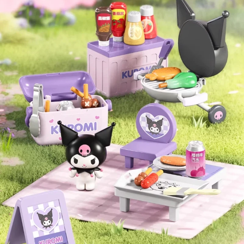 

Official Sanrio Kuromi Barbecue Theme Blind Box Figure Simulation Mini Food Toy Miniature Kitchen Playset Gift For Girls