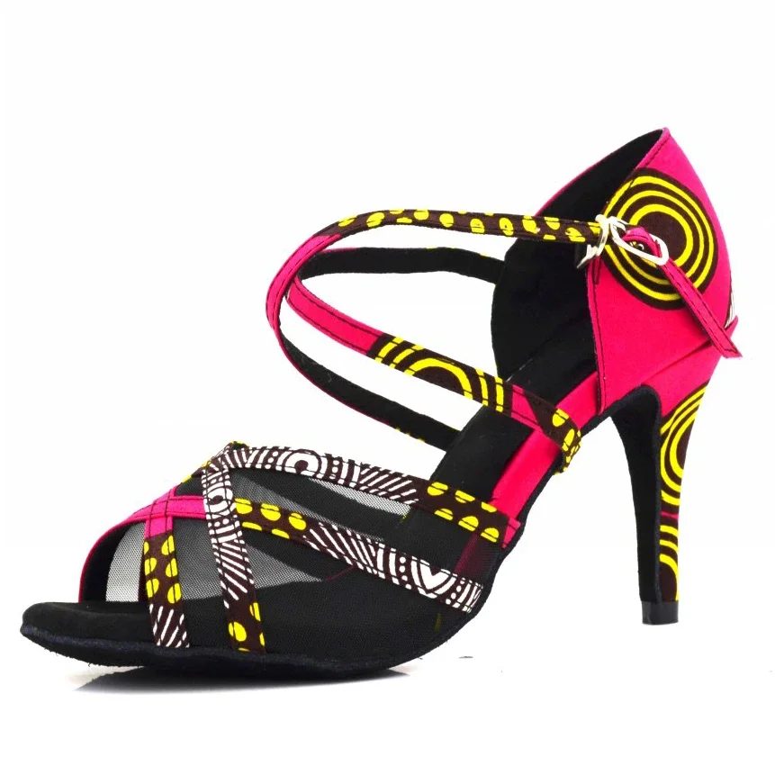 2018 DIY evkoodance Professional Dancing Shoes Red African female Latin Salsa Ballroom Dance Shoes For Women and girls Evkoo-491