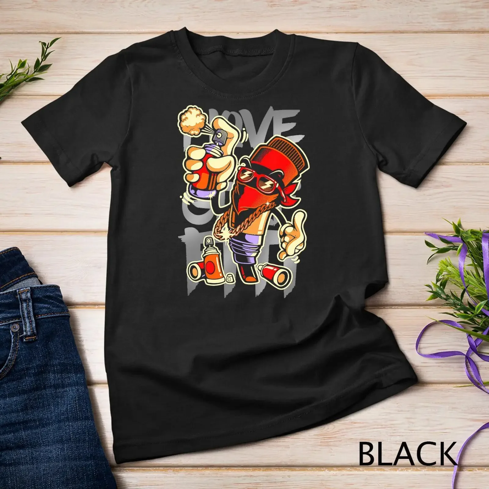 I Love Graffiti Art Spray Paint Artist Urban T shirt vintage Washed graphic Breathable Stretched designer clothes homme Unisex