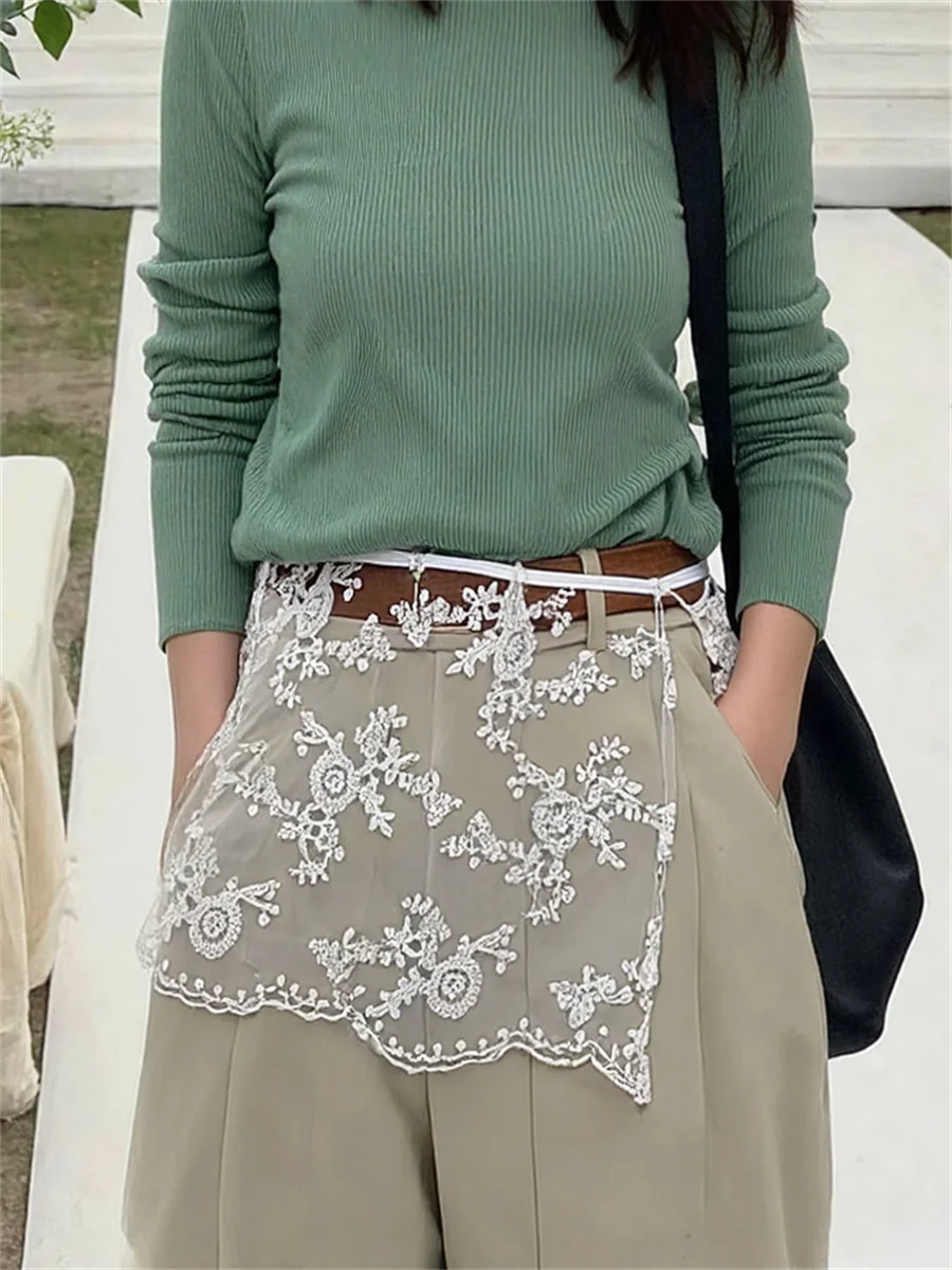 

Outwear Mini Lace Skirts Y2K Women Clothes Summer Denim Slit Outdoor Modern Girl Cut Zippered Distressed Casual Hem Street Hip