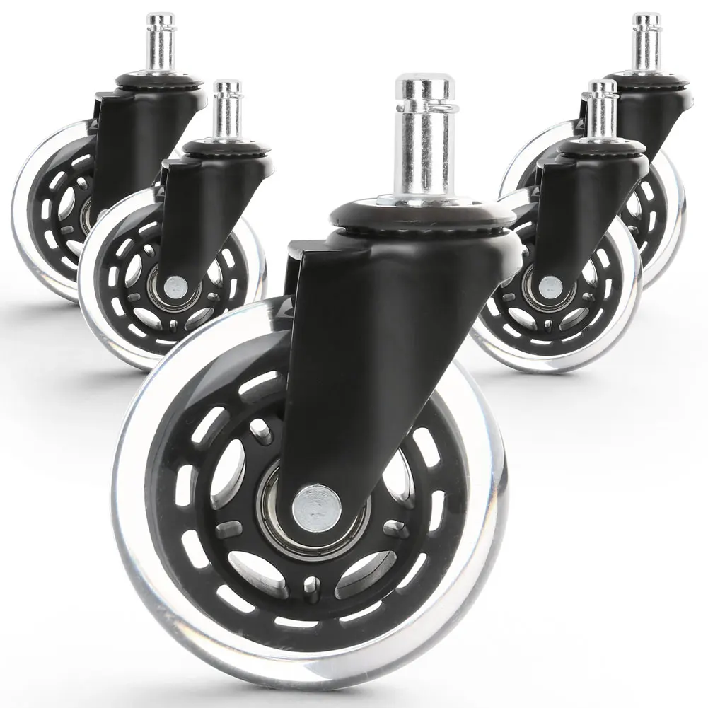 

Office Chair Wheels Replacement Rubber Chair Casters for Hardwood Floors and Carpet, Set of 5, Heavy Duty Casters for Chairs
