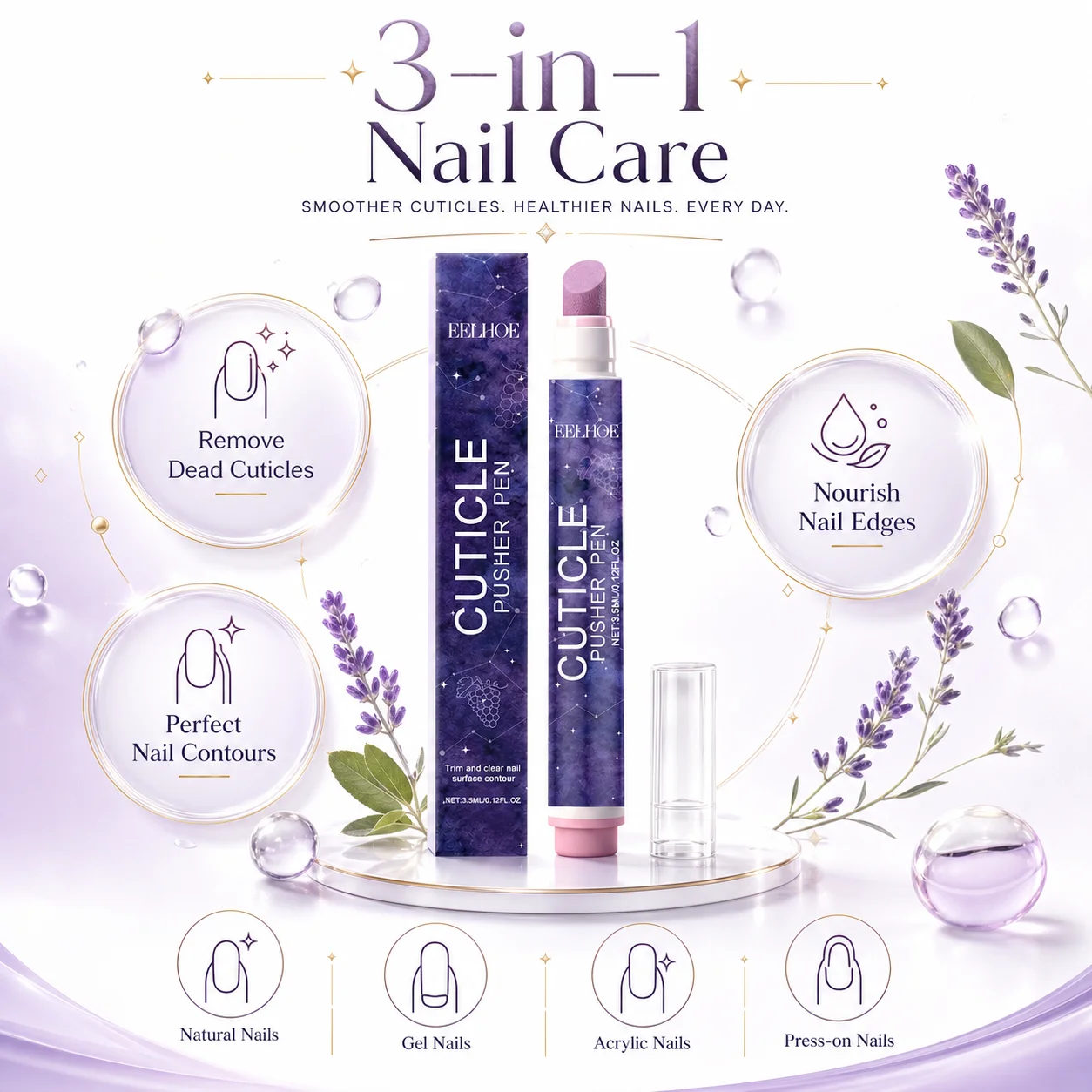 Multi-Effect Nail Edge Pen - Gentle Daily Cleaning Nail Surface Care for Nail Art view 3