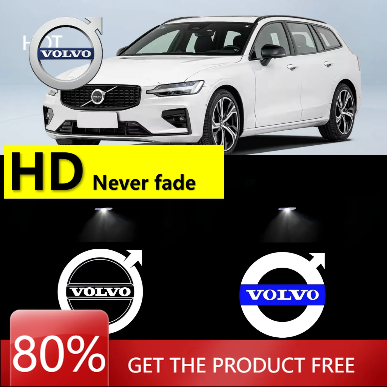 

Новинка 2026 года: Светодиодные проекторы логотипа для дверей автомобиля VOLVO HD 2X, подсветка с эффектом тени, автоаксессуары для Volvo V40 V60 V90 XC40