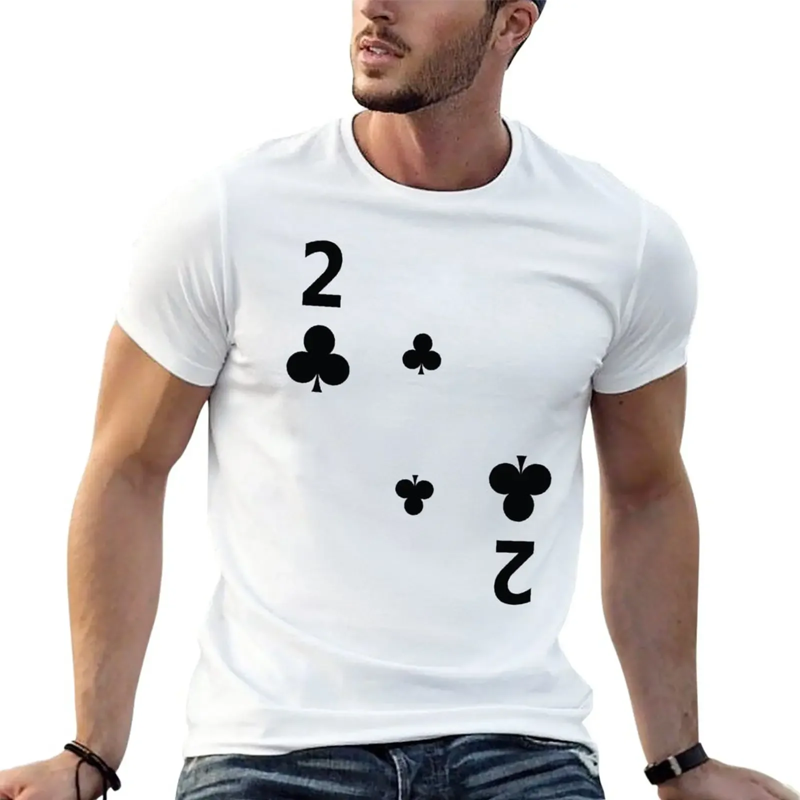 

Two of Clubs Poker Playing Card Costume Group 2 T-Shirt funnys summer top new edition Short sleeve tee Men's clothing