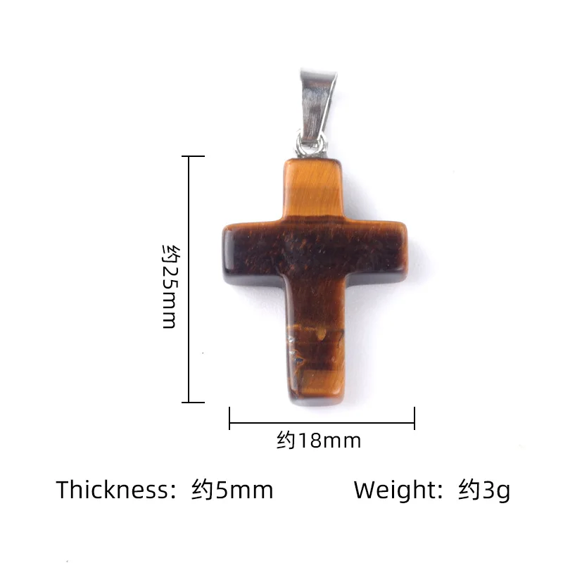 5pcs Natural Stone Pendant Cross Shape Rose Quartz Amethyst Pendant Reiki Healing for Making DIY Jewerly Necklace 18x25mm
