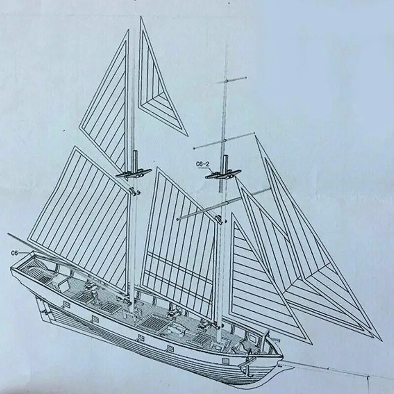New··1:100 Halcon Wooden Sailing Boat Model DIY Kit Ship Assembly Decoration Gift