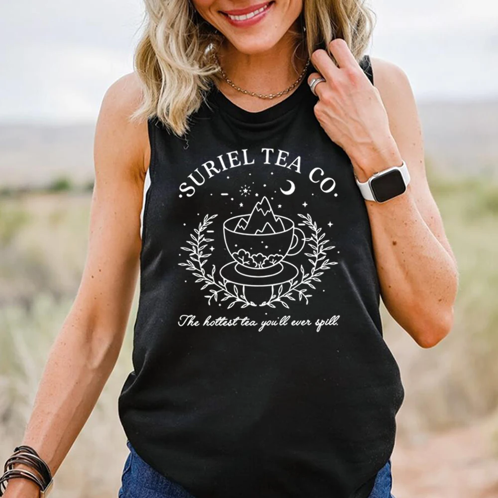 Suriel Tea Co Tank Top A Court of Thorns and Roses Work Out Tanks Acotar Velaris Tee City of Starlight SJM Bookish Vest Top Gift image 3