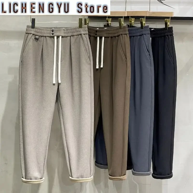 

Spring Autumn Men Pants Fashion Retro Lace Up Elastic Waist Casual Pants Men Jogger Loose Sports Harlan Trousers