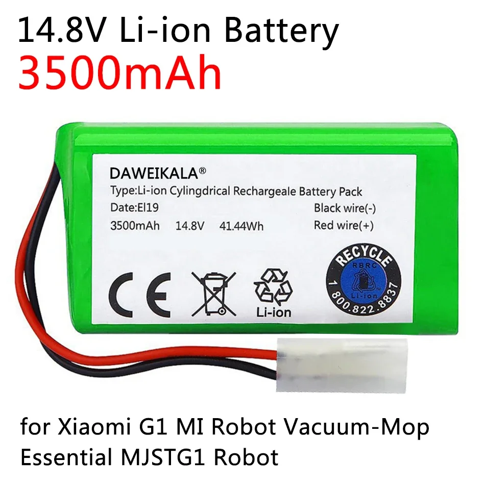 14.8V 3500mAh Li-ion Battery for Xiaomi G1 MI Robot Vacuum-Mop Essential MJSTG1 Robot Vacuum Cleaner 18650 Battery Pack