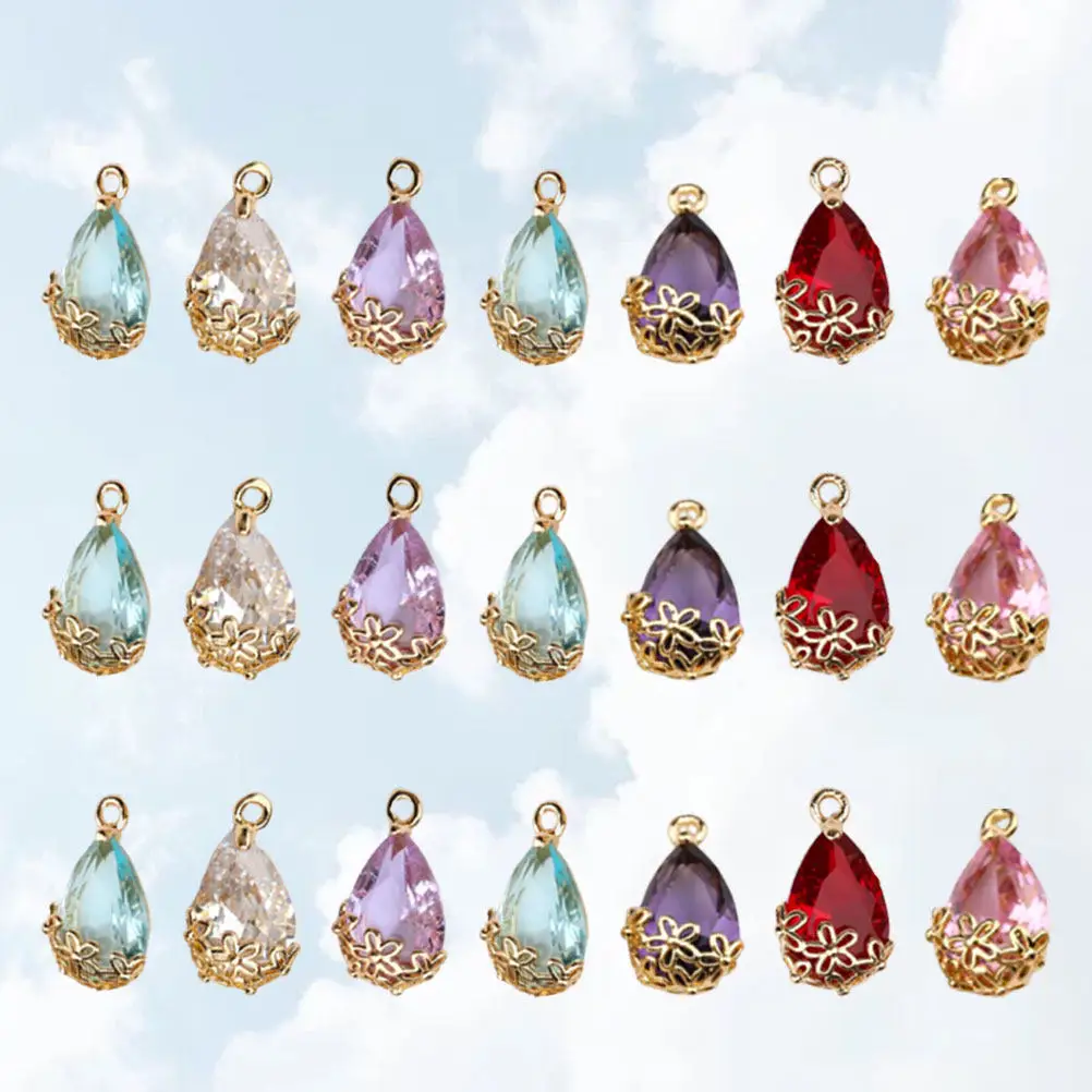 21Pcs Stylish Watermelon Design Zircon Pendants Glass DIY Jewelry Charms for Necklace Bracelet Earrings Keyring Cellphone Decor