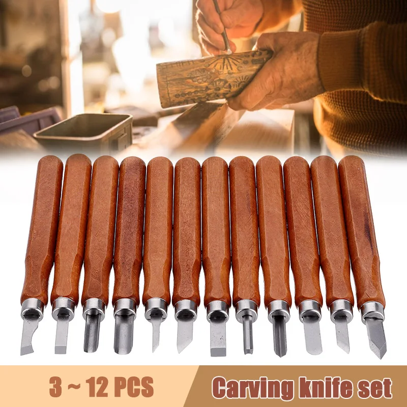 12pcs Woodworking Carving Knife Sculpture Sculpt Set Wood Carving Chisel Knife Hand Tool Set