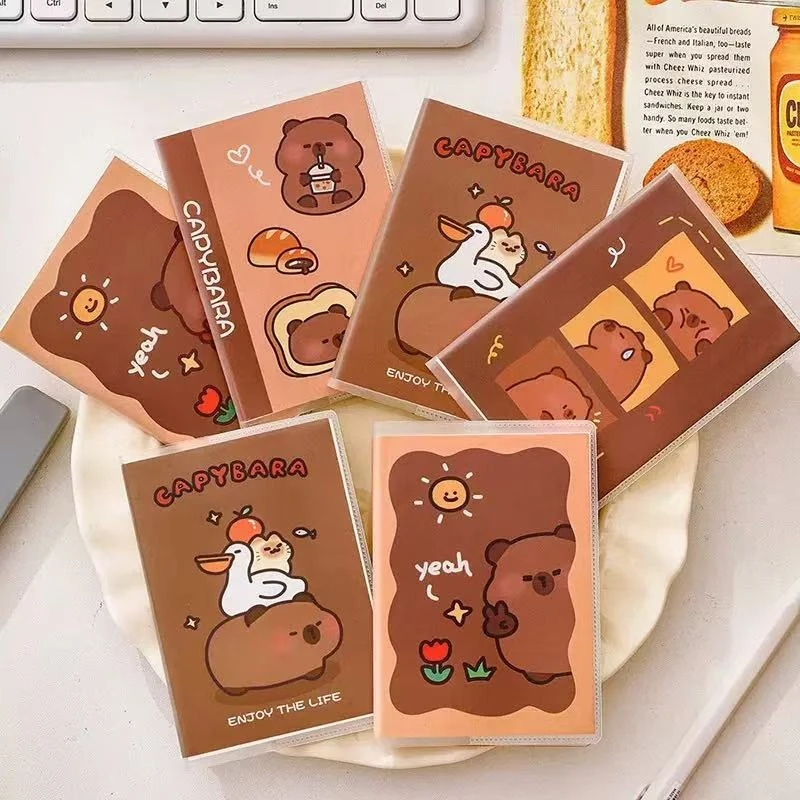 Kawai Mini A7 pocket book rubber cover Kapibara student cute capybara handbook transcription key horizontal line pen notepad