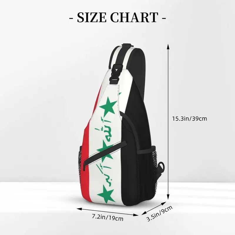 Iraq Flag Country Shape Crossbody Sling Backpack Men Custom Iraqi Patriotic Gift Chest Shoulder Bag for Travel Hiking Daypack