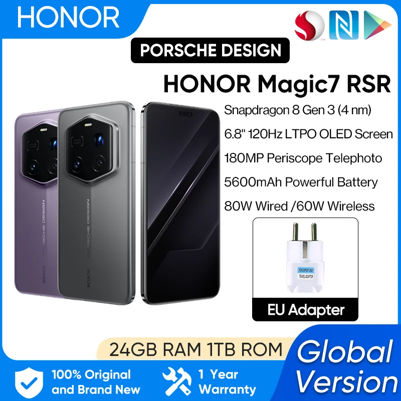 HONOR Magic7 RSR Global Version 5G Smartphone Snapdragon 8 Elite 6.8'' 120Hz LTPO OLED Display 5850mAh 100W Wired 80W Wireless