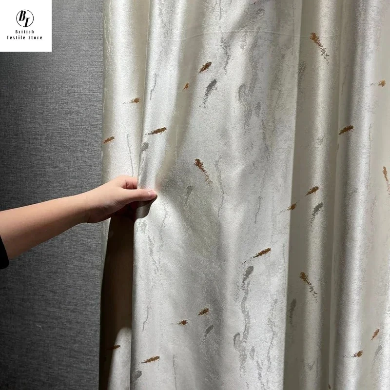 

Custom Size！！European Goldfish Jacquard Fashion Thickened Elegant Curtains for Living Room Bedroom Villa Window Balcony Window