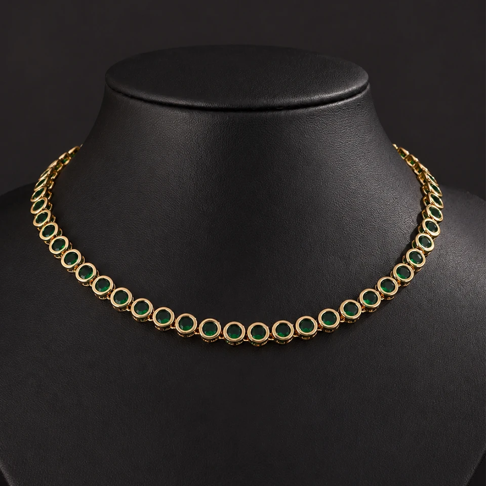 ZAKOL Luxuriöse, zierliche, glänzende, farbenfrohe Zirkon-Tennis-Choker-Halskette für Frauen, eleganter, funkelnder Kristall-Schmuck für Hochzeiten und Partys – Detail 3