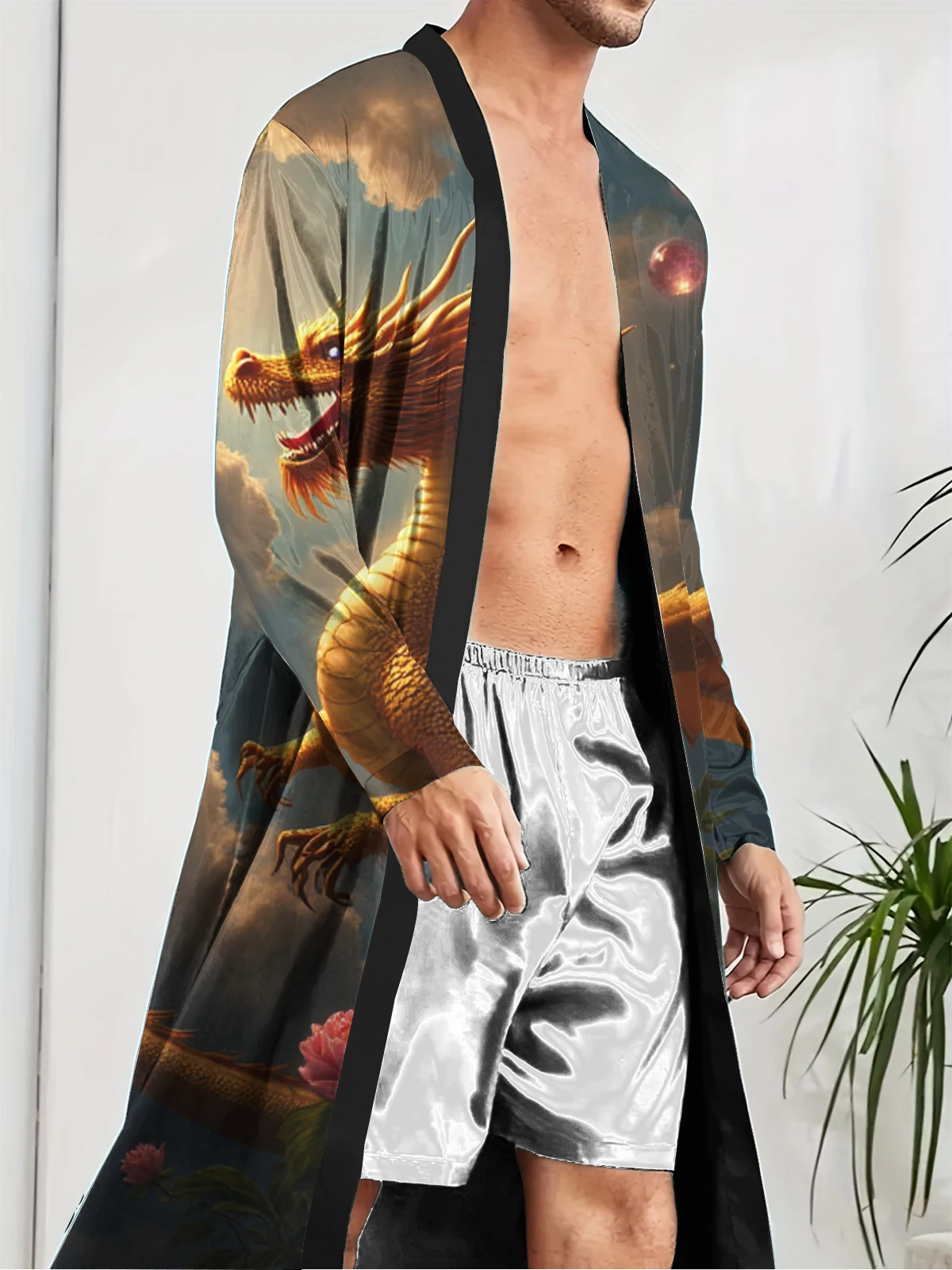 1pcs Men's Robes 2026 Spring/Summer Graphic Robes dressing gown 3D Printed Breathable Bathrobe Sleepwear Funny pajamas