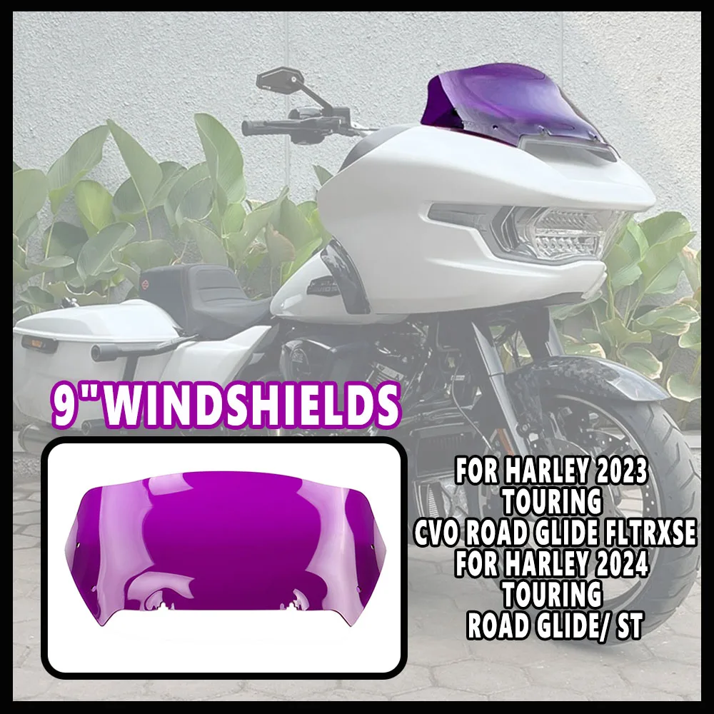 

For Harley 2023 2024 TOURING CVO 121 117 Road Glide ST FLTRXSE Motorcycle Six Color 9" Windshields Wind Deflector TOURINGCVO