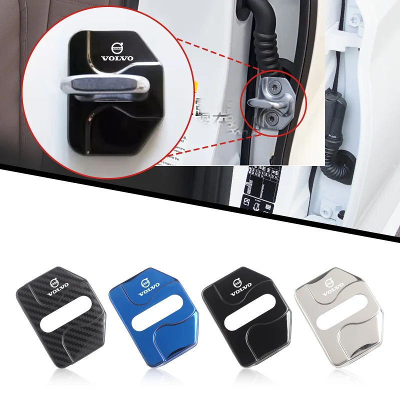 4PCS Fashion Stainless Steel Car Covers Door Lock Protecting Cover For Volvo S60 S90 XC60 XC90 XC40 V40 V90 V60 2022 2021 2020