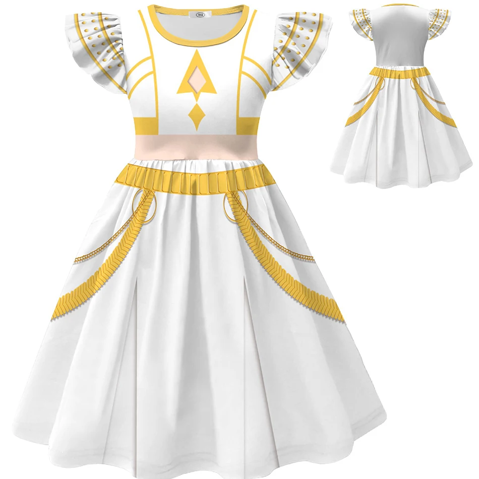 فستان الأميرة التنكري من Fantasy Witch Hunter للفتيات بأكمام مرفرفة، فستان حريري لحفلات Kpop، زي عرض مسرحي للعطلات