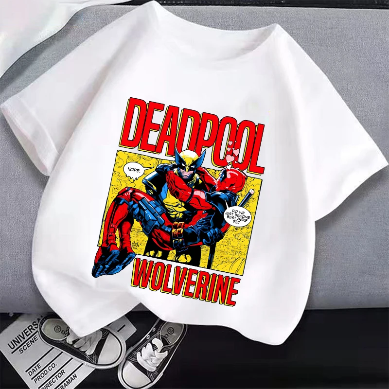 MARVEL Deadpool e Wolverine Cartoon t-shirt bambini Cotton top ragazzi ragazze abbigliamento sportivo all\'aperto forniture 2024 nuova moda