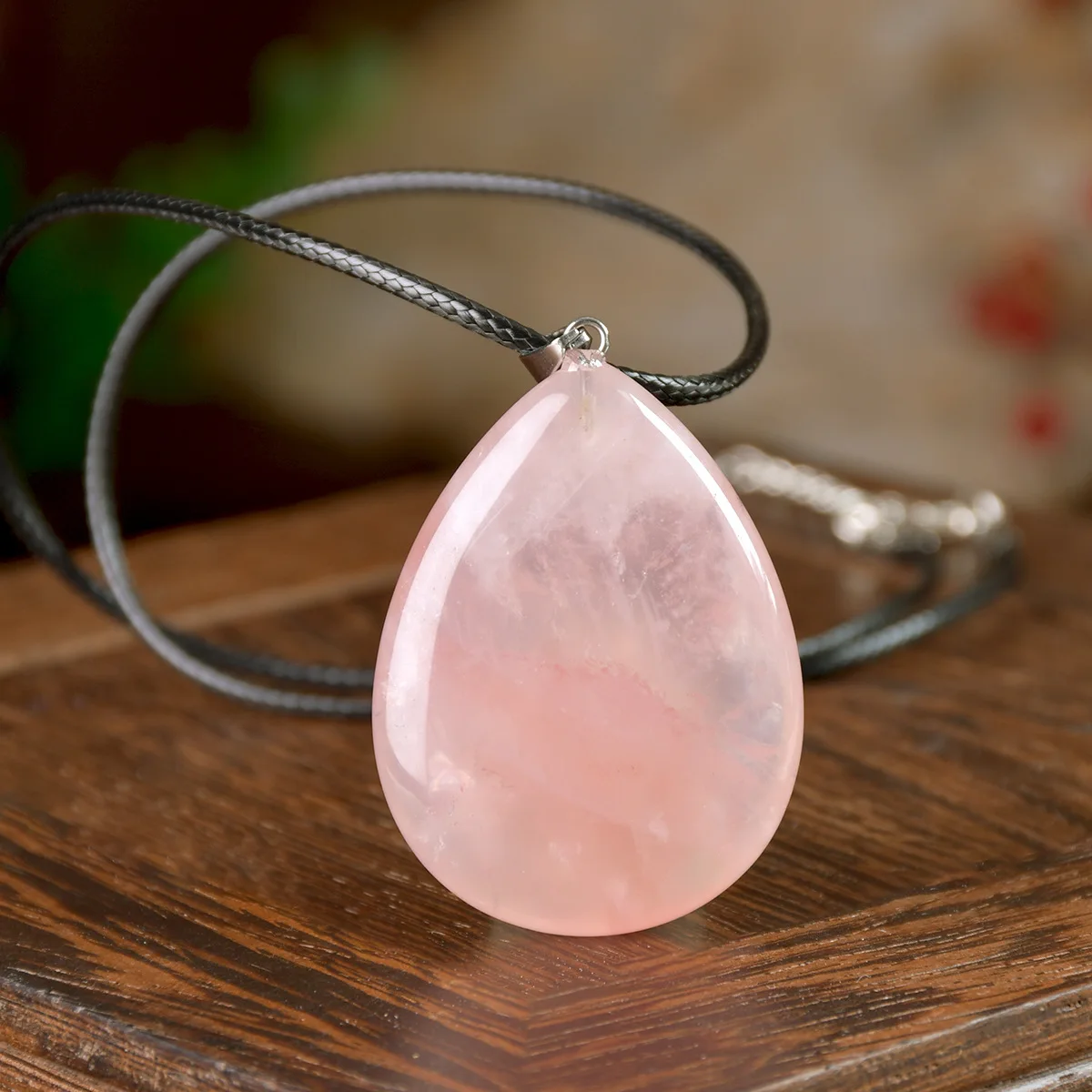 الأزياء الوردي كريستال قلادة بسيطة الحجر الطبيعي قطرة قلادة قلادة هدية مثالية للأشخاص