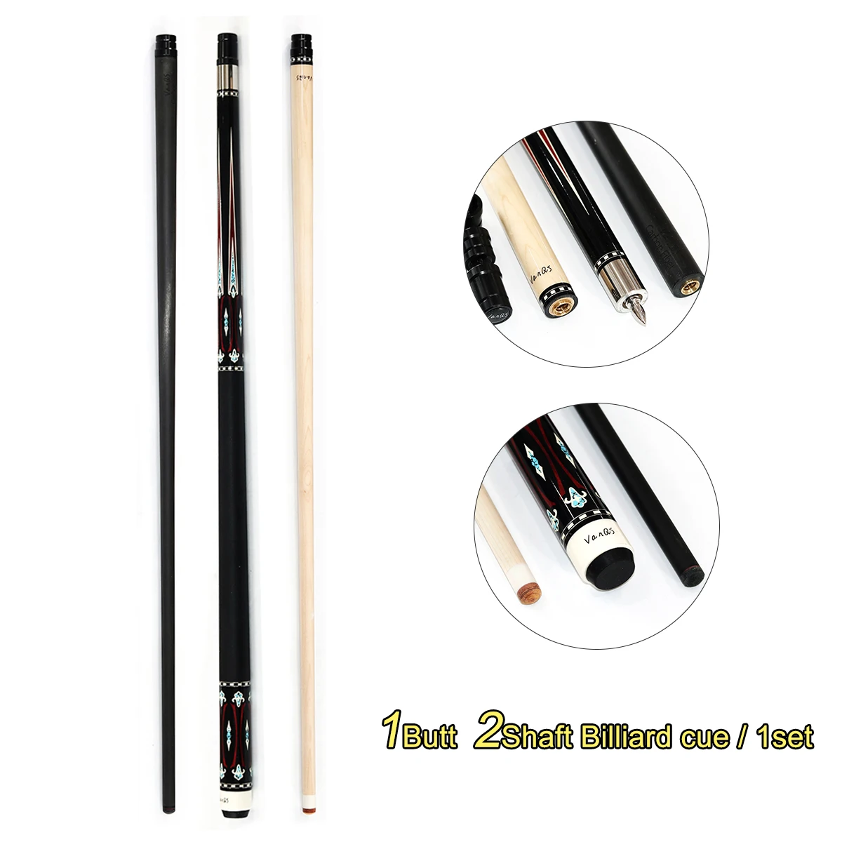 Lilqiong/vanqs logo 2026 Newest Handmade High-Tech Billiard Pool Cue Stick One Cue Butt + One Carbon Shaft +One Maple Shaft
