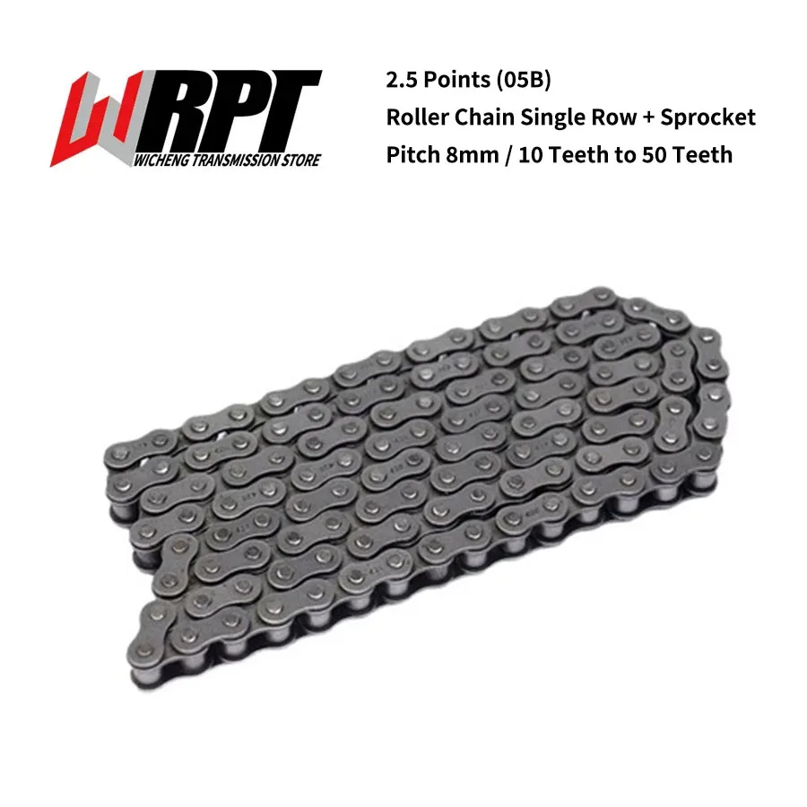 Precision 2.5 Points 05B Roller Chain Single Row With Sprocket 10 To 50 Teeth Craft Hole Tooth Surface Quenching Pitch 8mm