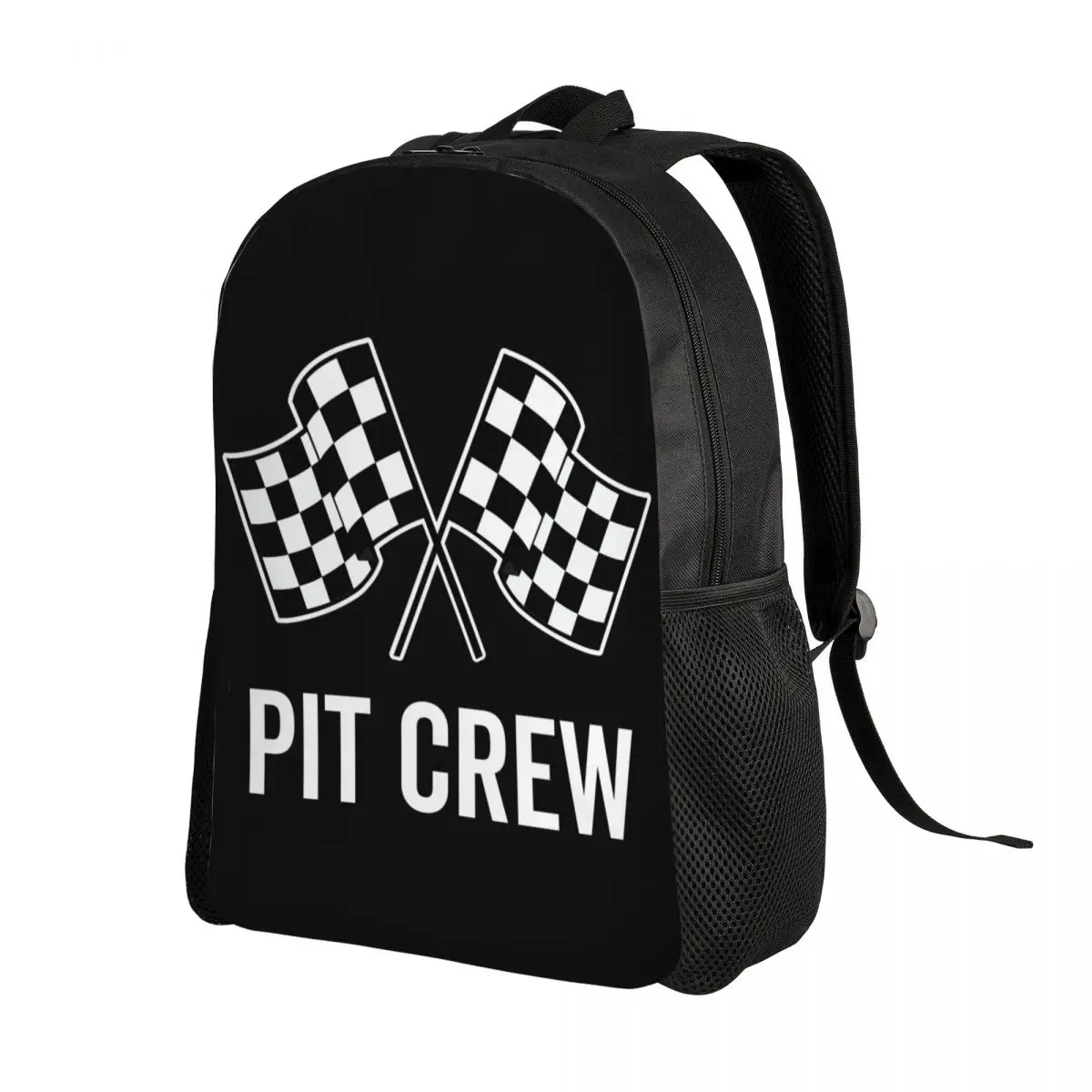 Race Car Pit Crew Checkered Flag Laptop Backpack Women Men Basic Bookbag for School College Student Racing Sport Bags