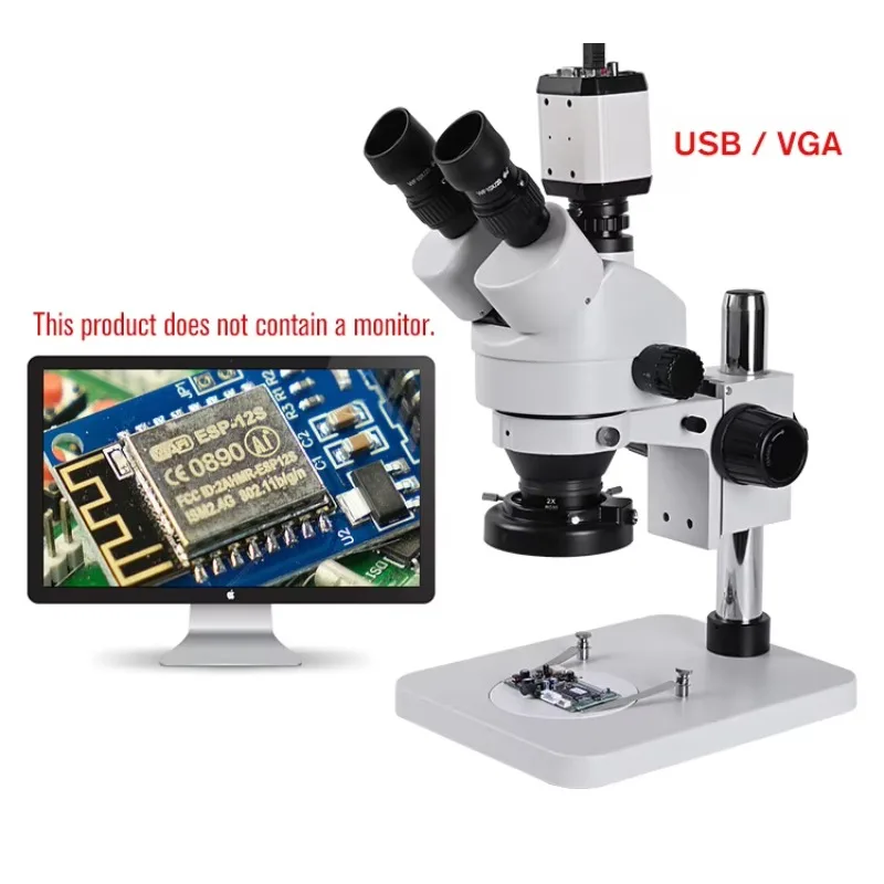 Professional 7X-45X Zoom Wide Field Eyepiece Adjustable LED Light Stereo Microscope for Industrial Inspection