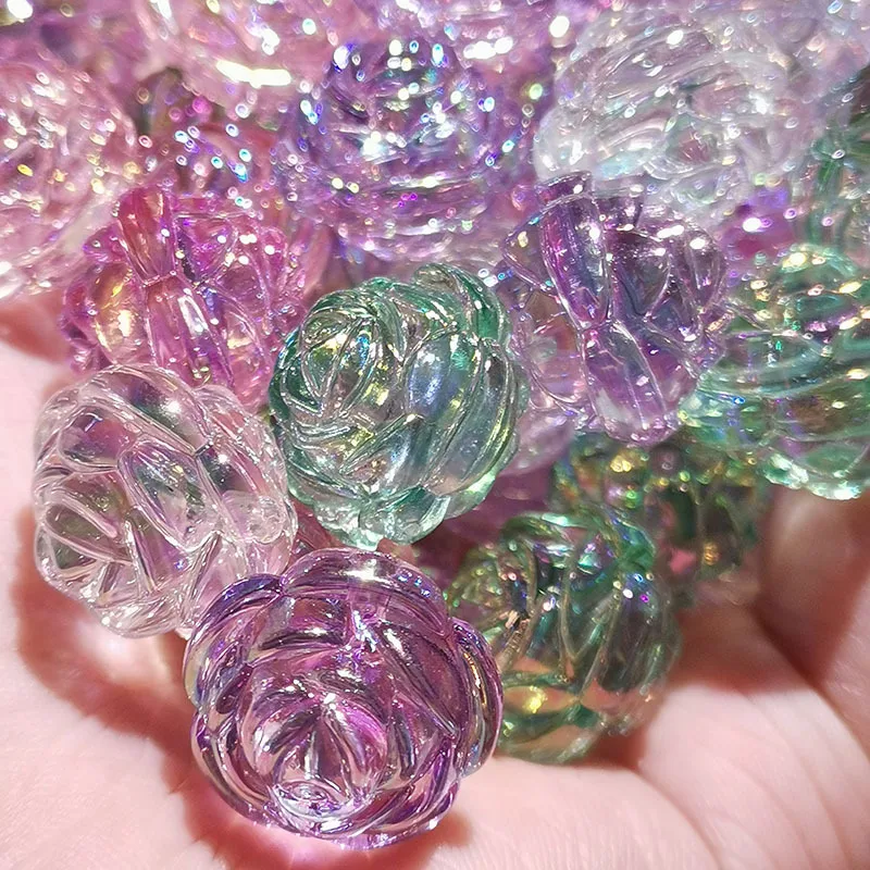 

DIY Jewelry Findings AB Colors Transparent Rose Flower Acrylic Beads Fit Ornament Accessories Necklace Bracelet 16*18mm 200pcs